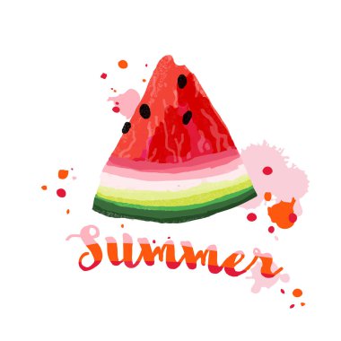 Parlak renk yaz kroki Karpuz, vektör illüstrasyon