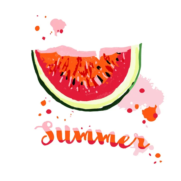 Helle Farbskizze Wassermelone Vektorillustration — Stockvektor