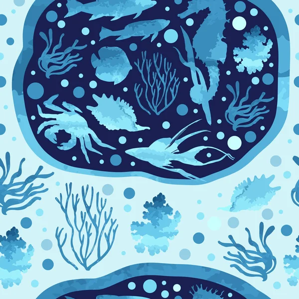 海洋画像のグラフィックシームレス ベクトルイラスト — ストックベクタ