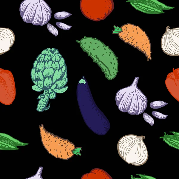 Coloré Sans Couture Avec Des Légumes Coloré Sans Couture Avec — Image vectorielle