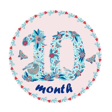 10 aylık bebeğe dekoratif çıkartma.