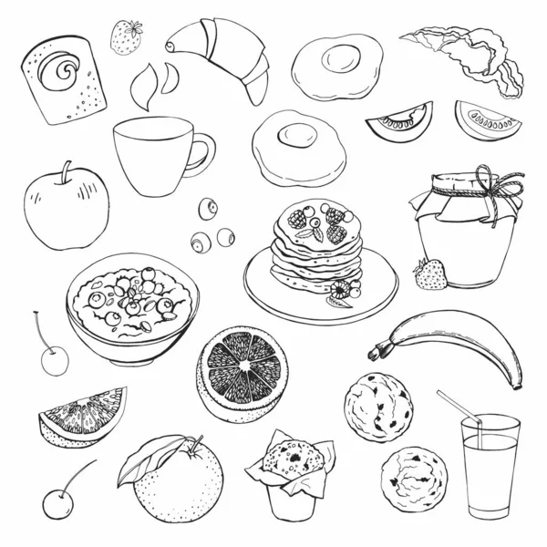 Ensemble Graphique Illustrations Pour Petit Déjeuner — Image vectorielle