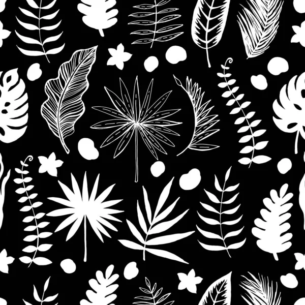 熱帯の葉グラフィックシームレス — ストックベクタ