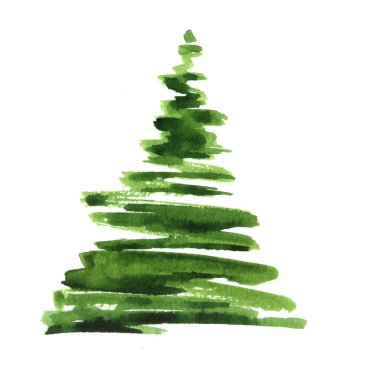 Soyut suluboya çizim Noel ağacı