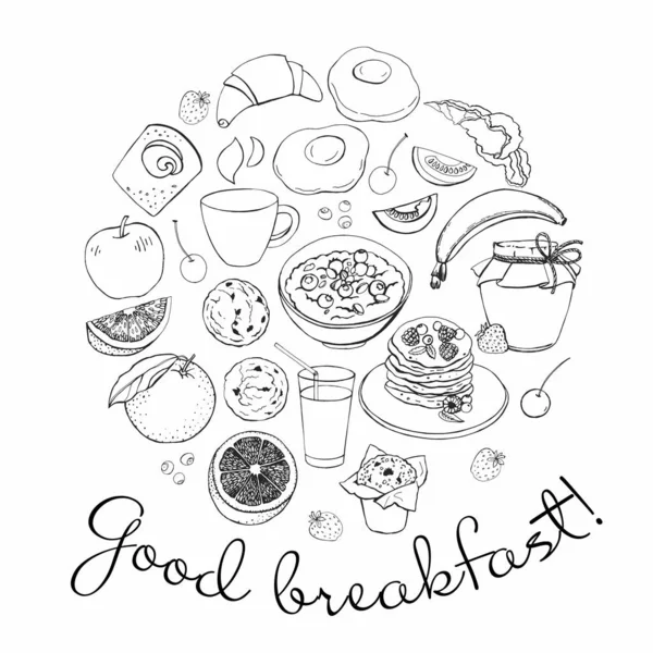 Grafisk Uppsättning Frukostkort — Stock vektor