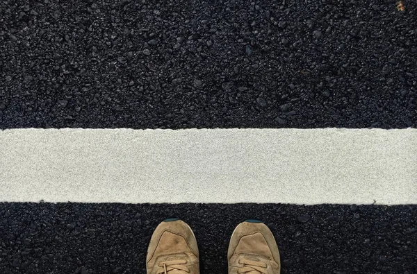 Road traffic paint White on the asphalt surface