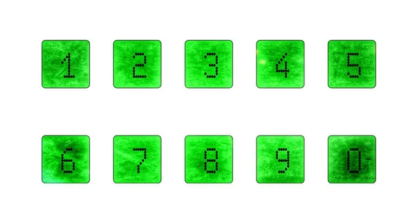 Zielone przerywane numery kropkowane — Zdjęcie stockowe