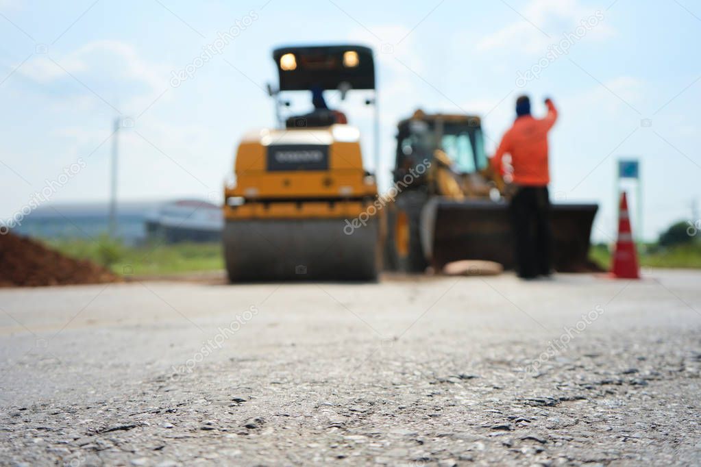 Repairing a damaged road To allow people to travel safely (blurr