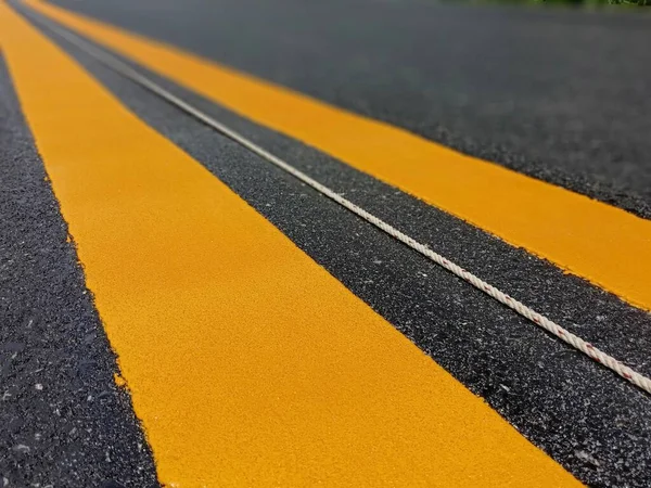 Color Amarillo Línea Tráfico Para Seguridad Viajar Tailandia — Foto de Stock