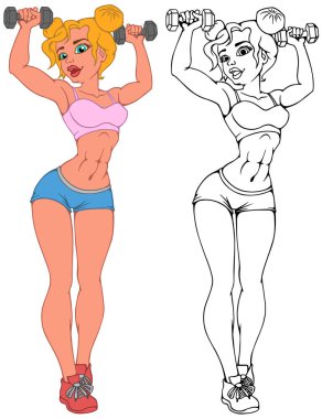 güzel kızlar Fitness dumbbells ile nişanlı