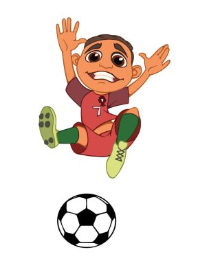 Milli takım Portekiz şeklinde Foodball oynayan çocuk