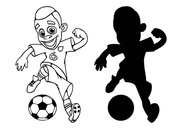 Pojke Som Spelar Fotboll Form Ett Landslag Brasilien — Stock vektor
