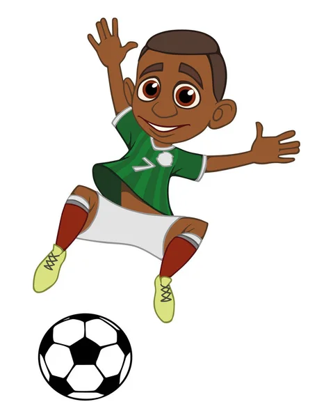 Хлопчик Грає Foodball Вигляді Національної Команди Мексики — стоковий вектор