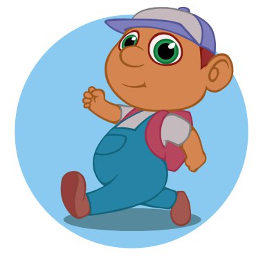 bir sırt çantası ile çizgi film çocuk