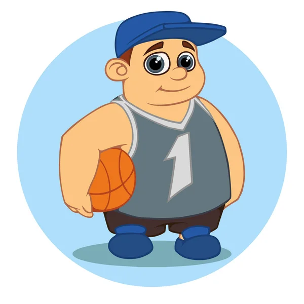 Cartoon Boy Basketball Vector Illustration — Stock Vector