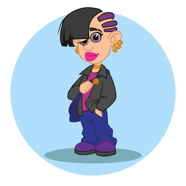 Una Chica Dibujos Animados Con Una Mochila — Vector de stock