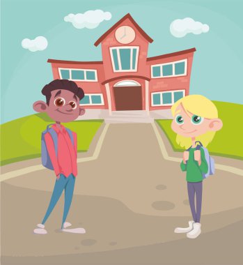 öğrenciler okul arka plan ayarla, vektör