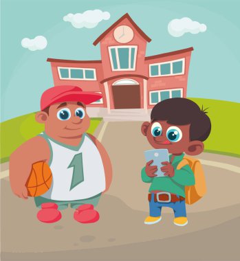 öğrenciler okul arka plan ayarla, vektör