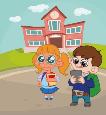 öğrenciler okul arka plan ayarla, vektör