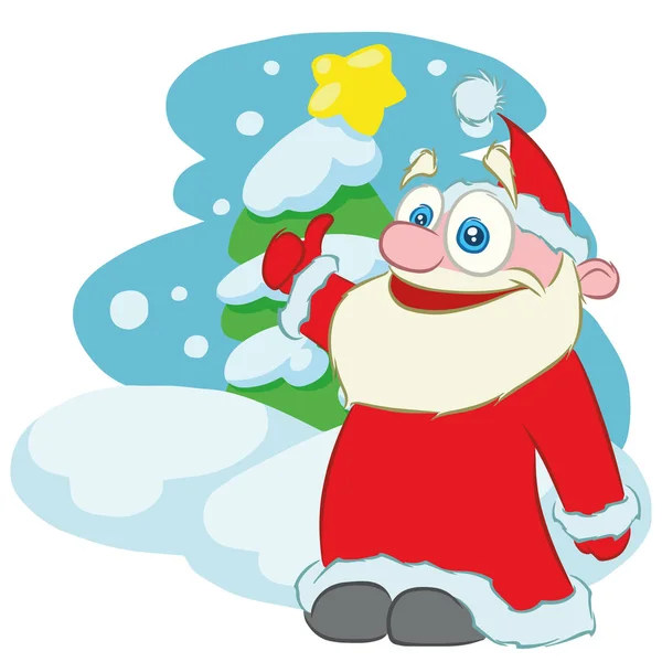 Happy Santa Claus Vector Illusion Cartoon Character — Stock Vector