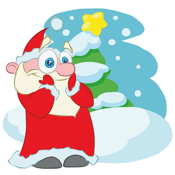 Surpreendido Papai Noel Desenhos Animados Personagem Vetor —  Vetores de Stock