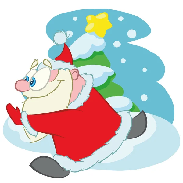 Executando Papai Noel Personagem Vetorial Dos Desenhos Animados —  Vetores de Stock