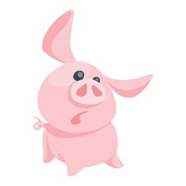 Karikatür tarzı pembe sürpriz domuz. vektör çizim