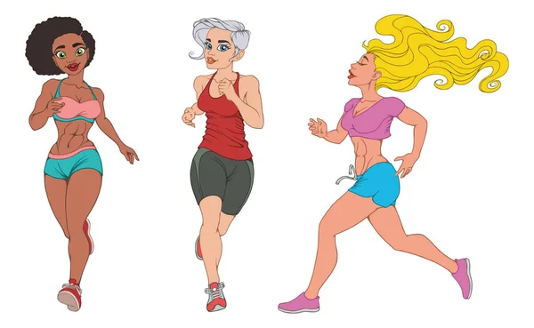 Dizi güzel kız beyaz bir arka plan üzerinde çalışan spor