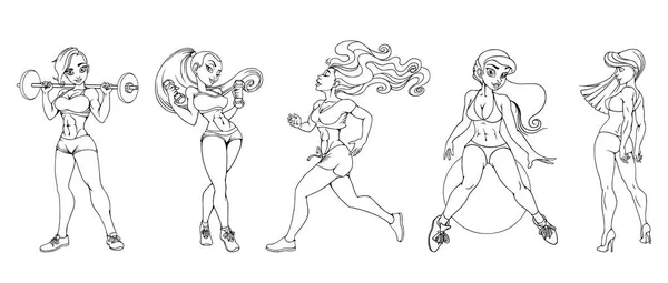 Ensemble Filles Sport Sexy Illustration Vectorielle — Image vectorielle