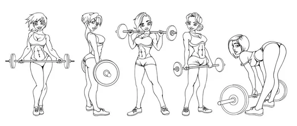 Sexy girls kontur grafik kümesi