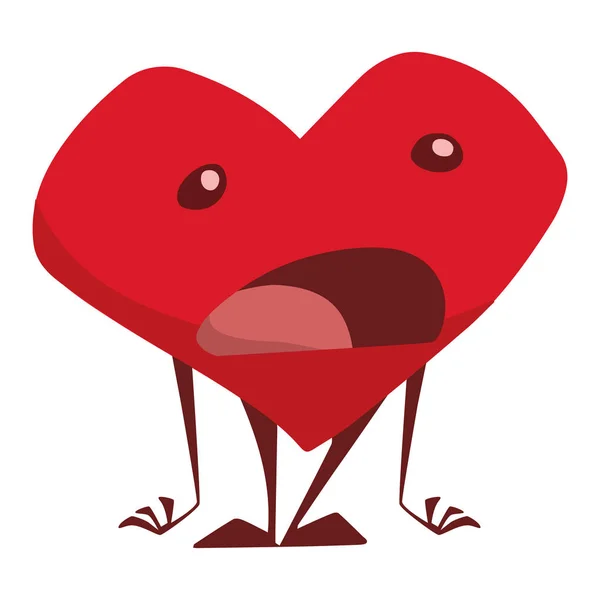 Heart opened his mouth in surprise, vector illustration, character