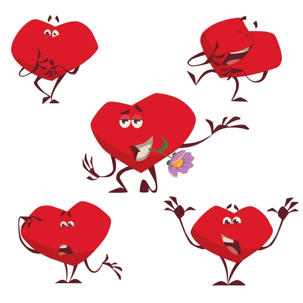 Sevgililer günü kalpleri beyaz bir arka plan üzerinde farklı duygularla kümesi