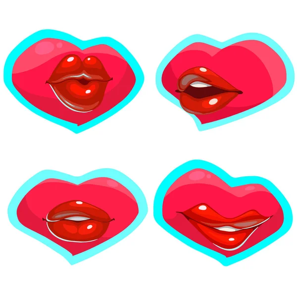 farklı pozisyonlarda seksi dudaklar kümesi