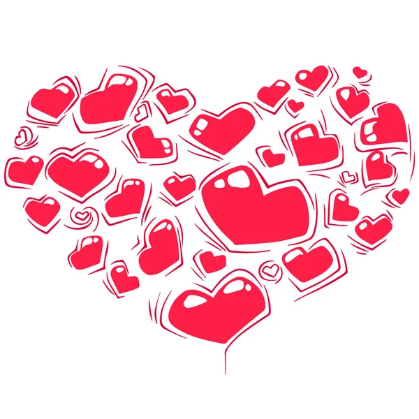 Día San Valentín Amor Iconos Forma Corazón — Archivo Imágenes Vectoriales