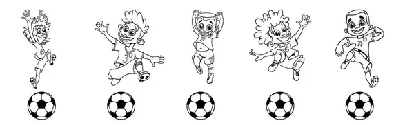 Conjunto Jugadores Fútbol Para Niños Juego Pelota — Archivo Imágenes Vectoriales