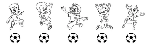 Conjunto Jugadores Fútbol Para Niños Juego Pelota — Archivo Imágenes Vectoriales