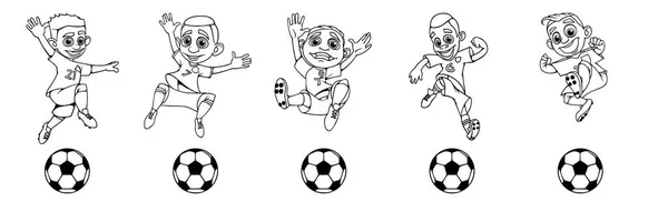 Conjunto Jugadores Fútbol Para Niños Juego Pelota — Archivo Imágenes Vectoriales