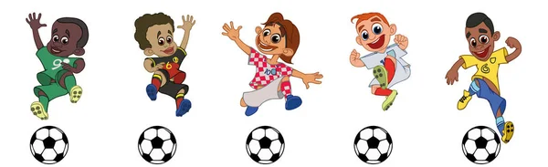 Çocuk futbol oyuncu, top oyunu set