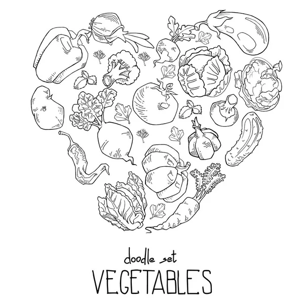 Forme Coeur Légumes Frais Graphiques Vectoriels — Image vectorielle
