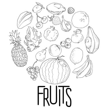 Herkesdaire oluşturacak şekilde meyve simgeler oluşan arka plan dağılımı