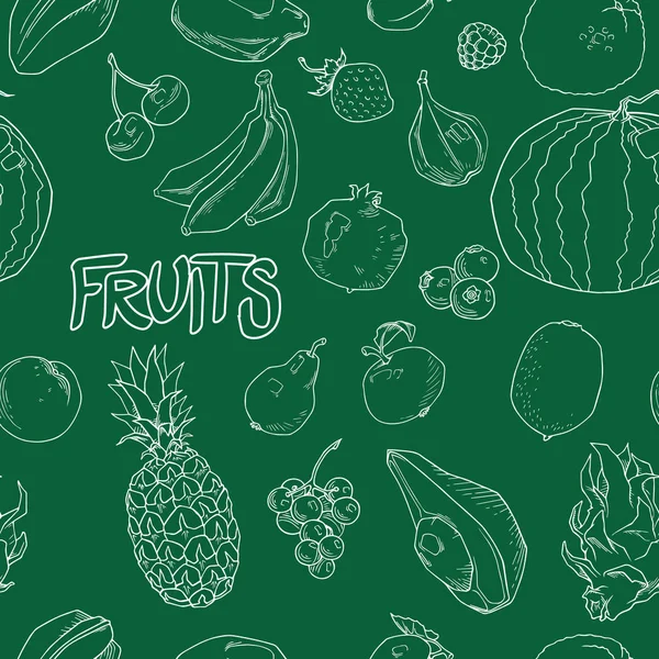 Padrão Sem Emenda Frutas Desenhadas Mão Fundo Vetor Alimentar Saudável — Vetor de Stock