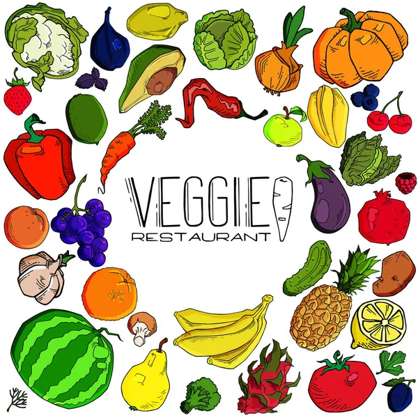 Πρότυπο Σχεδίασης Λογότυπο Φορέα Τροφίμων Φρούτα Και Λαχανικά Εικονίδια — Διανυσματικό Αρχείο