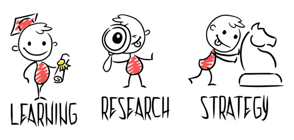 Çalışma lideri çizim seti. Hakkında güç hakkında Doodle sevimli kavramı. İş tasarımı için el çizilmiş karikatür vektör illüstrasyon.