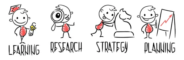 Çalışma lideri çizim seti. Hakkında güç hakkında Doodle sevimli kavramı. İş tasarımı için el çizilmiş karikatür vektör illüstrasyon.