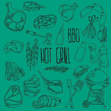 Vektör et simgeleri vektör et simgeleri seti, barbekü, sıcak ızgara