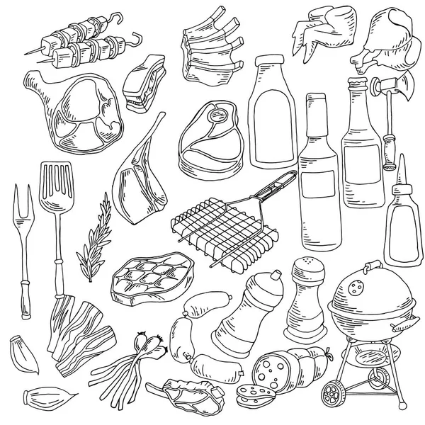 Diferentes Tipos Ilustração Carnes Alimentos — Vetor de Stock