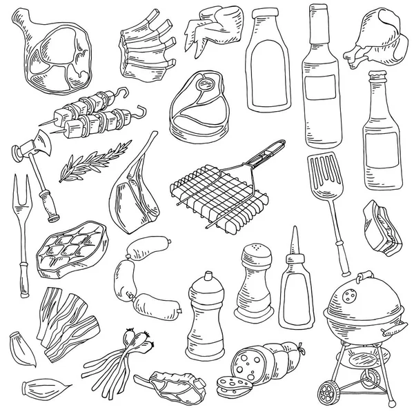 种不同的肉类和食品的插图 — 图库矢量图片#