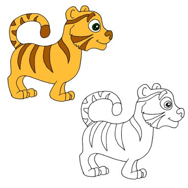 Örnekle boyama için elle çizilmiş hayvan. Karikatür kaplan