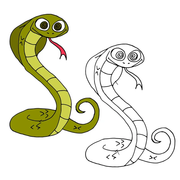 手绘动物用样品绘画 卡通蛇 — 图库矢量图片#