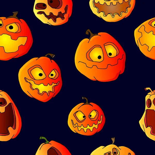 Halloween Abóbora Definir Padrão Sem Costura — Vetor de Stock